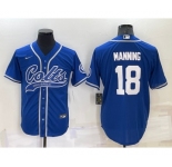 Men's Indianapolis Colts #18 Peyton Manning Blue Stitched MLB Cool Base Nike Baseball Jersey