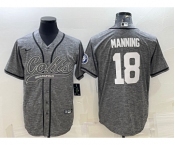 Men's Indianapolis Colts #18 Peyton Manning Grey Gridiron With Patch Cool Base Stitched Baseball Jersey