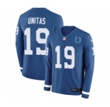Men's Indianapolis Colts #19 Johnny Unitas Limited Blue Therma Long Sleeve Football Jersey