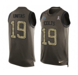 Men's Indianapolis Colts #19 Johnny Unitas Limited Green Salute to Service Tank Top Football Jersey