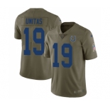 Men's Indianapolis Colts #19 Johnny Unitas Limited Olive 2017 Salute to Service Football Jersey