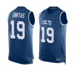 Men's Indianapolis Colts #19 Johnny Unitas Limited Royal Blue Player Name & Number Tank Top Football Jersey
