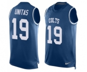Men's Indianapolis Colts #19 Johnny Unitas Limited Royal Blue Player Name & Number Tank Top Football Jersey