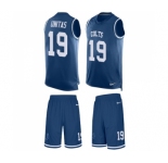Men's Indianapolis Colts #19 Johnny Unitas Limited Royal Blue Tank Top Suit Football Jersey