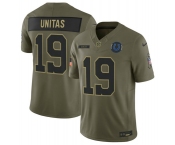 Men's Indianapolis Colts #19 Johnny Unitas Olive 2025 Salute to Service Limited Football Stitched Jersey