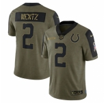 Men's Indianapolis Colts #2 Carson Wentz Nike Olive 2021 Salute To Service Limited Player Jersey
