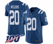 Men's Indianapolis Colts #20 Jordan Wilkins Limited Royal Blue Rush Vapor Untouchable 100th Season Football Jersey