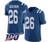 Men's Indianapolis Colts #26 Clayton Geathers Royal Blue Team Color Vapor Untouchable Limited Player 100th Season Football Jersey