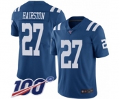 Men's Indianapolis Colts #27 Nate Hairston Limited Royal Blue Rush Vapor Untouchable 100th Season Football Jersey