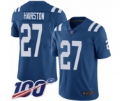 Men's Indianapolis Colts #27 Nate Hairston Royal Blue Team Color Vapor Untouchable Limited Player 100th Season Football Jersey