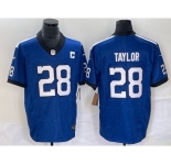 Men's Indianapolis Colts #28 Jonathan Taylor Royal 2023 FUSE Indiana Nights Limited Stitched Jersey