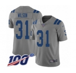 Men's Indianapolis Colts #31 Quincy Wilson Limited Gray Inverted Legend 100th Season Football Jersey