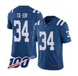 Men's Indianapolis Colts #34 Rock Ya-Sin Limited Royal Blue Rush Vapor Untouchable 100th Season Football Jersey