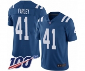 Men's Indianapolis Colts #41 Matthias Farley Royal Blue Team Color Vapor Untouchable Limited Player 100th Season Football Jersey