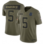 Men's Indianapolis Colts #5 Anthony Richardson Sr. Olive 2025 Salute to Service Limited Football Stitched Jersey