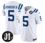 Men's Indianapolis Colts #5 Anthony Richardson White 2025 F.U.S.E. Jim Irsay Patch Vapor Limited Football Stitched Jersey