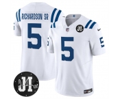 Men's Indianapolis Colts #5 Anthony Richardson White 2025 F.U.S.E. Jim Irsay Patch Vapor Limited Football Stitched Jersey