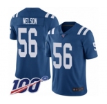 Men's Indianapolis Colts #56 Quenton Nelson Royal Blue Team Color Vapor Untouchable Limited Player 100th Season Football Jersey