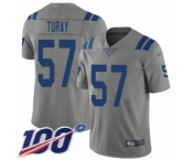 Men's Indianapolis Colts #57 Kemoko Turay Limited Gray Inverted Legend 100th Season Football Jersey