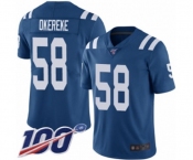 Men's Indianapolis Colts #58 Bobby Okereke Royal Blue Team Color Vapor Untouchable Limited Player 100th Season Football Jersey