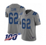 Men's Indianapolis Colts #62 Le'Raven Clark Limited Gray Inverted Legend 100th Season Football Jersey