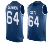 Men's Indianapolis Colts #64 Mark Glowinski Limited Royal Blue Player Name & Number Tank Top Football Jersey