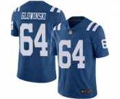 Men's Indianapolis Colts #64 Mark Glowinski Limited Royal Blue Rush Vapor Untouchable Football Jersey
