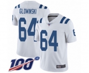 Men's Indianapolis Colts #64 Mark Glowinski White Vapor Untouchable Limited Player 100th Season Football Jersey