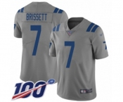 Men's Indianapolis Colts #7 Jacoby Brissett Limited Gray Inverted Legend 100th Season Football Jersey