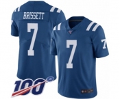 Men's Indianapolis Colts #7 Jacoby Brissett Limited Royal Blue Rush Vapor Untouchable 100th Season Football Jersey