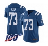 Men's Indianapolis Colts #73 Joe Haeg Limited Royal Blue Rush Vapor Untouchable 100th Season Football Jersey