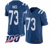 Men's Indianapolis Colts #73 Joe Haeg Royal Blue Team Color Vapor Untouchable Limited Player 100th Season Football Jersey