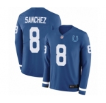Men's Indianapolis Colts #8 Rigoberto Sanchez Limited Blue Therma Long Sleeve Football Jersey