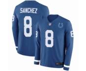 Men's Indianapolis Colts #8 Rigoberto Sanchez Limited Blue Therma Long Sleeve Football Jersey