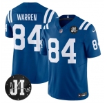 Men's Indianapolis Colts #84 Tyler Warren Blue 2025 F.U.S.E. Jim Irsay Patch Vapor Limited Football Stitched Jersey