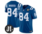 Men's Indianapolis Colts #84 Tyler Warren Blue 2025 F.U.S.E. Jim Irsay Patch Vapor Limited Football Stitched Jersey