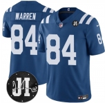Men's Indianapolis Colts #84 Tyler Warren Blue Jim Irsay Patch Vapor Limited Football Stitched Jersey