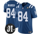 Men's Indianapolis Colts #84 Tyler Warren Blue Jim Irsay Patch Vapor Limited Football Stitched Jersey