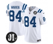 Men's Indianapolis Colts #84 Tyler Warren White 2025 F.U.S.E. Jim Irsay Patch Vapor Limited Football Stitched Jersey