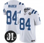 Men's Indianapolis Colts #84 Tyler Warren White Jim Irsay Patch Vapor Limited Football Stitched Jersey