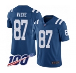 Men's Indianapolis Colts #87 Reggie Wayne Limited Royal Blue Rush Vapor Untouchable 100th Season Football Jersey