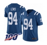 Men's Indianapolis Colts #94 Tyquan Lewis Limited Royal Blue Rush Vapor Untouchable 100th Season Football Jersey