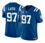 Men's Indianapolis Colts #97 Laiatu Latu Blue 2024 With Dradt Patch F.U.S.E. Vapor Limited Stitched Football Jersey