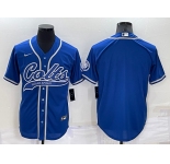 Men's Indianapolis Colts Blank Blue Stitched MLB Cool Base Nike Baseball Jersey