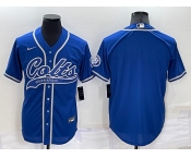 Men's Indianapolis Colts Blank Blue Stitched MLB Cool Base Nike Baseball Jersey