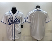 Men's Indianapolis Colts Blank White Cool Base Stitched Baseball Jersey