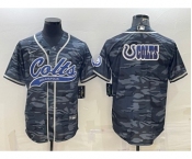 Men's Indianapolis Colts Grey Camo Team Big Logo With Patch Cool Base Stitched Baseball Jersey