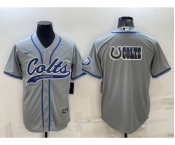 Men's Indianapolis Colts Grey Team Big Logo With Patch Cool Base Stitched Baseball Jersey