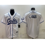 Men's Indianapolis Colts White Team Big Logo With Patch Cool Base Stitched Baseball Jersey