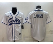 Men's Indianapolis Colts White Team Big Logo With Patch Cool Base Stitched Baseball Jersey